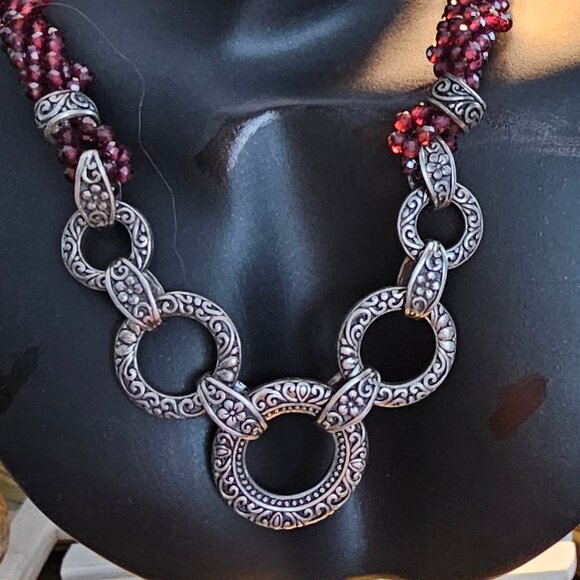 Raspberry Rhodolite Rhodium Over Sterling Silver Necklace 20